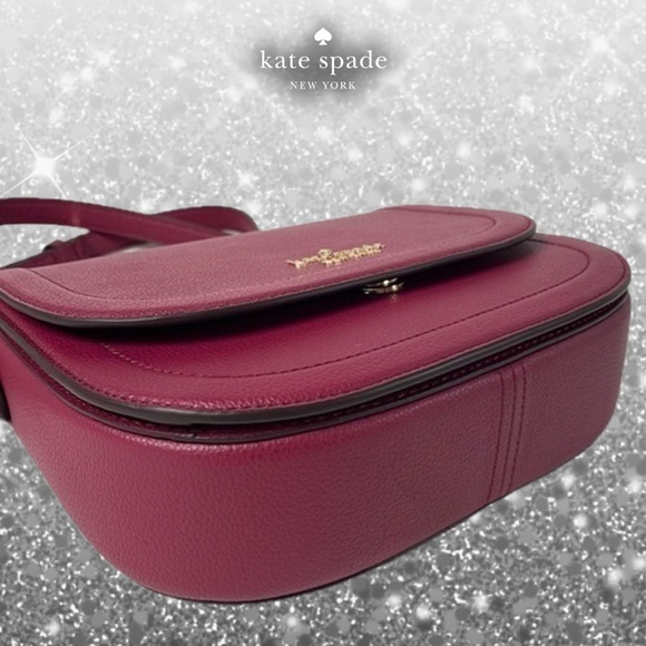 kate spade Blake Pebbled Leather Saddlebag Cranberry NO CALLOUTS - Picture 12 of 15